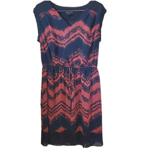 Enfocus Dress Orange Blue Size 14W Empire Waist Sleeveless Midi Plus Womens